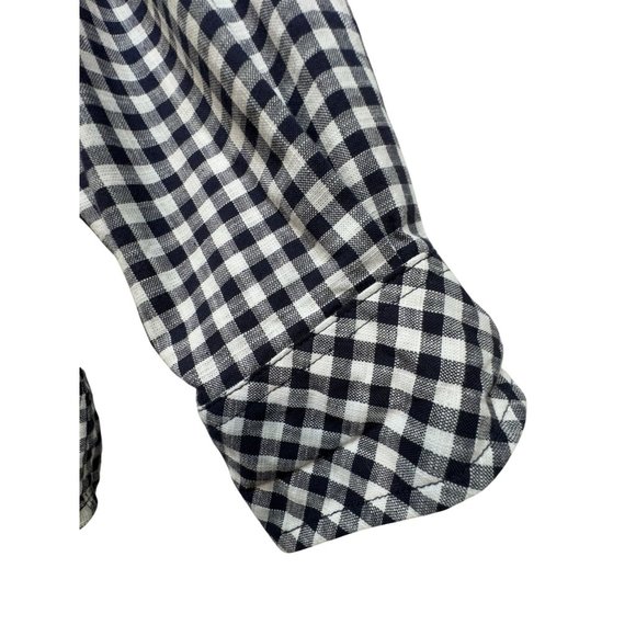 Bit & Bridle Womens Checkered Long Sleeve Button-Up Shirt XL Dary Navy & White C - Picture 6 of 13
